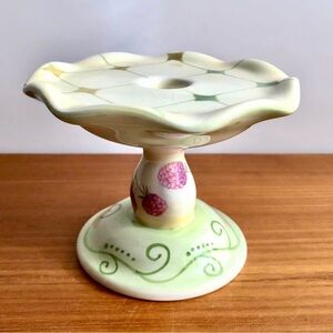 Tracy Porter Hand-Painted Pedestal Dish in Mint Green with Yellow Dots